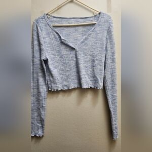 Aerie Light Blue and White Knit Top